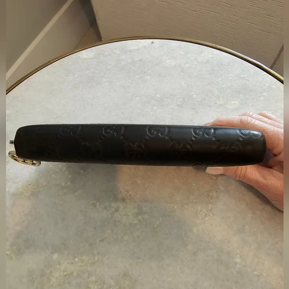 AUTHENTIC Gucci Vintage Guccissima GG Brown Zip-Round Wallet Clutch - Picture 6 of 15